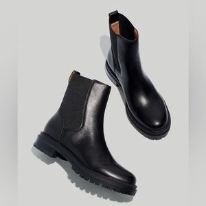 Madewell Black Leather Bradley Lug Sole Chelsea Boots Sz 11